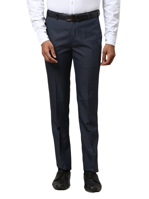 Park Avenue Blue Super Slim Fit Checks Trousers