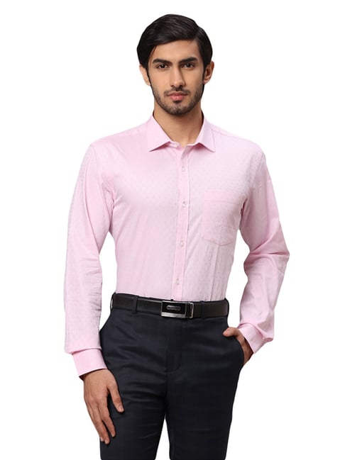 Park Avenue Pink Cotton Slim Fit Printed Shirt