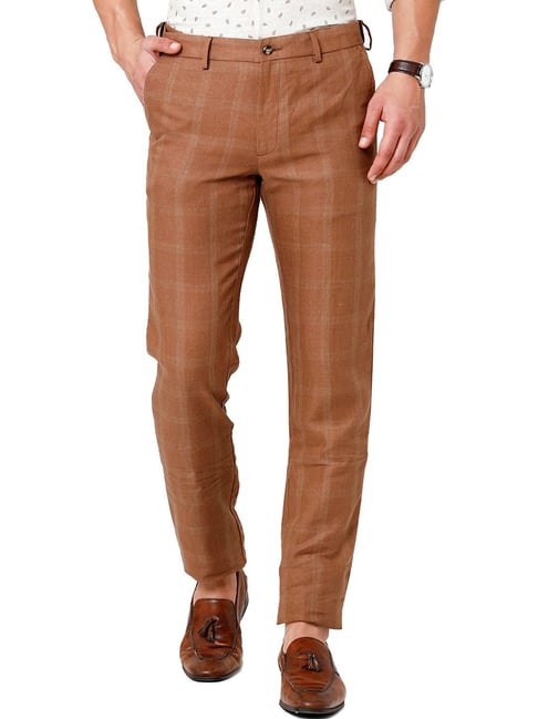 Men Gurkha Pant Brown Linen Custom Made High Waist Regular Fit Button  Closure | eBay