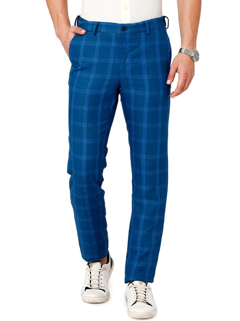 Men Slim Fit Plaid Printed Checkered Pants Stretch Casual Work Business  Trousers | eBay