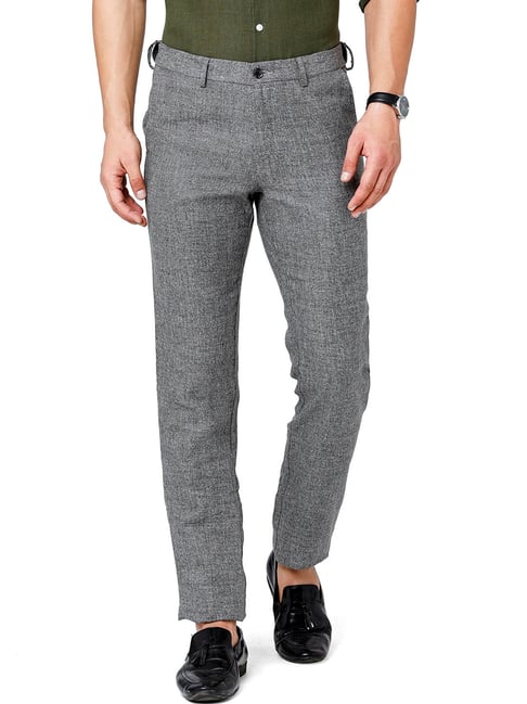 Men Slim Fit Business Pants Gray Flannel TrousersTailored Warm Wool Suit  Pants