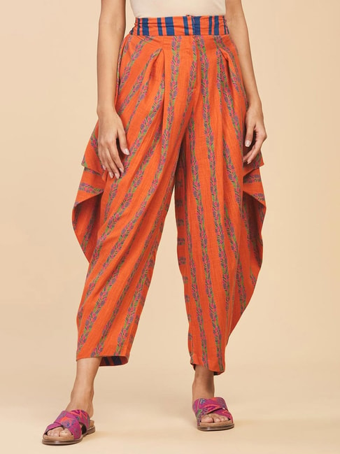 Buy Green Linen Printed Floral Dhoti Pant For Women by Pasha India Online  at Aza Fashions.