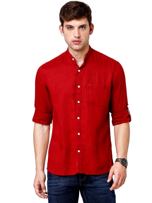 red linen shirt mens