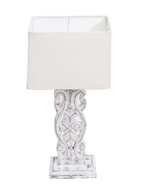 Buy Homesake White Wood Sculptural Hand Carved Table Lamp at Best Price @  Tata CLiQ