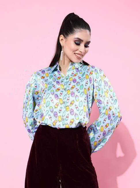 Cation Sky Blue Printed Shirt-picture-10