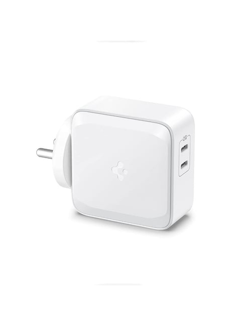 Spigen PE2007 GaN Dual Port Fast iPhone Charger 70W for All C Type Mobile Phones and Devices (White)