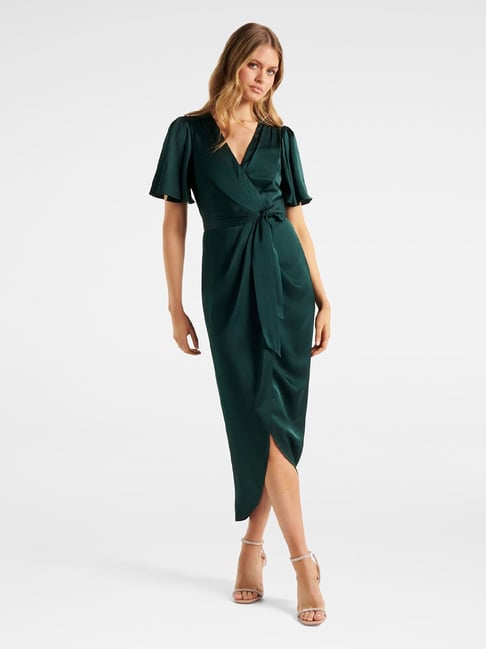 Buy Forever New Emerald Green Wrap Dress for Women's Online @ Tata