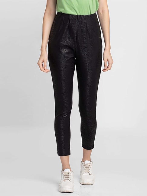 Globus Black Self Pattern Trousers