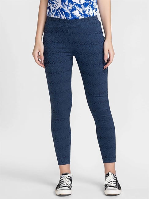 Globus Blue Self Pattern Treggings-picture-30