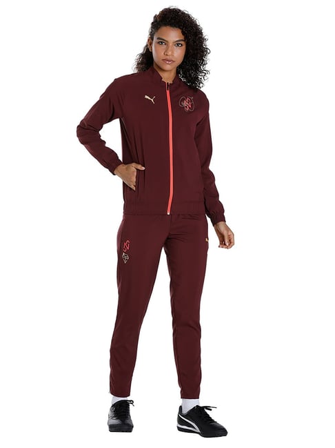 Burgundy puma outlet tracksuit womens