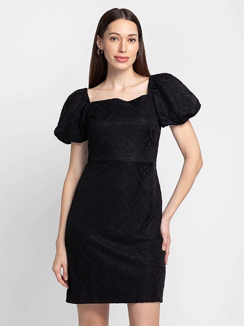 Globus Black Self Pattern Slip Dress Price in India