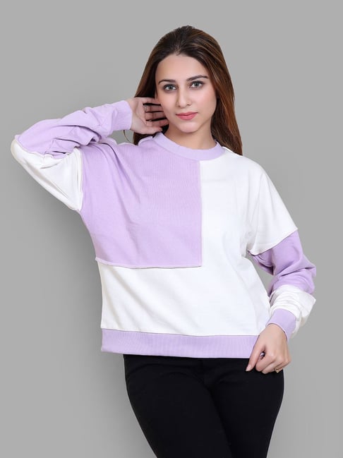 Purple and white discount sweatshirt