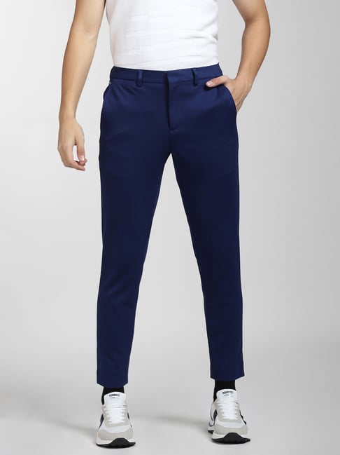 Jack & Jones Blue Slim Fit Flat Front Trousers