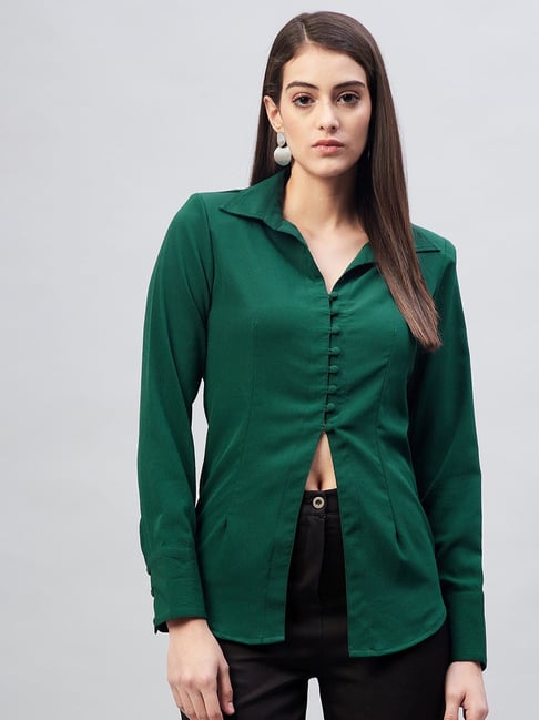 Carlton London Green Regular Fit Shirt Price in India