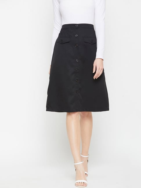 marie claire★A-line skirt Sense of luxury MC20 Buy Marie Claire Black Above Knee Button A-Line Skirt for