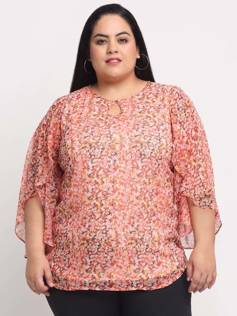 Melon by PlusS Peach Printed Top