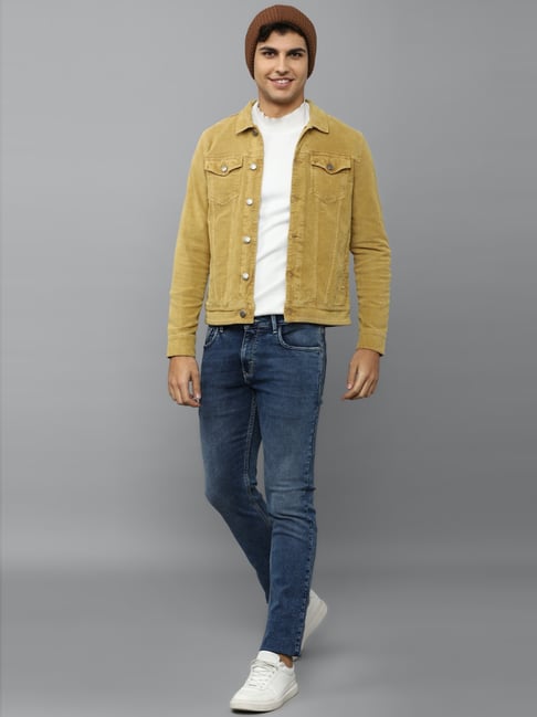 Buy Louis Philippe Jeans Gold Cotton Slim Fit Denim Jackets for