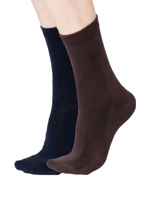 Bodycare Navy & Brown Regular Fit Socks - Pack of 2