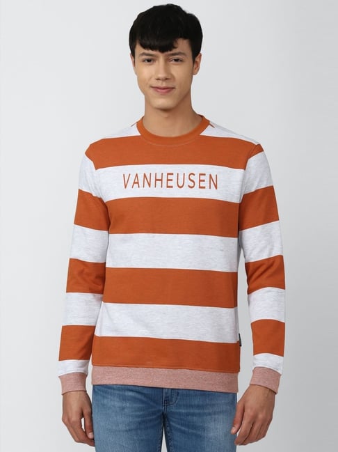 Van Heusen Sport Orange Regular Fit Striped Sweatshirt-picture-34