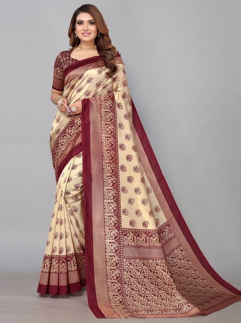 Buy Beige Sarees for Women by PANCHAAMRIT Online | Ajio.com