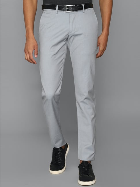 Allen Solly Grey Cotton Slim Fit Trousers