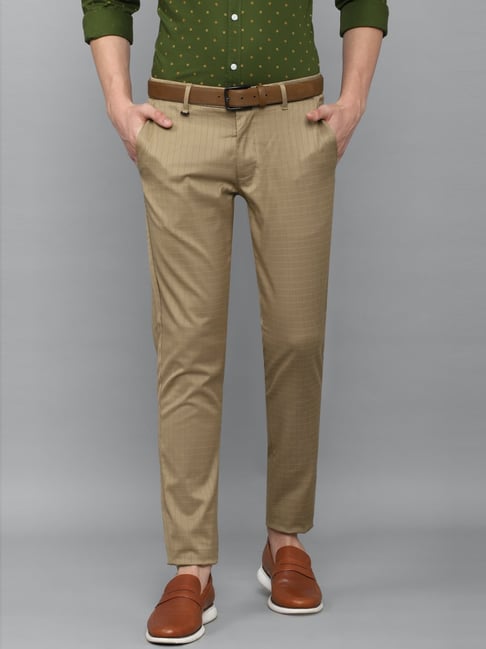 Buy Louis Philippe Sport Brown Solid Trousers online