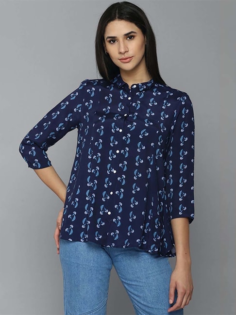 Allen Solly Navy Printed Shirt Price in India