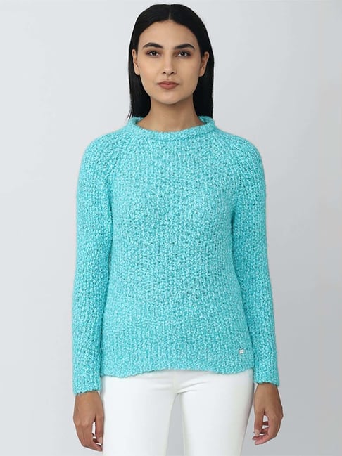 Van Heusen Blue Self Pattern Sweater-picture-11
