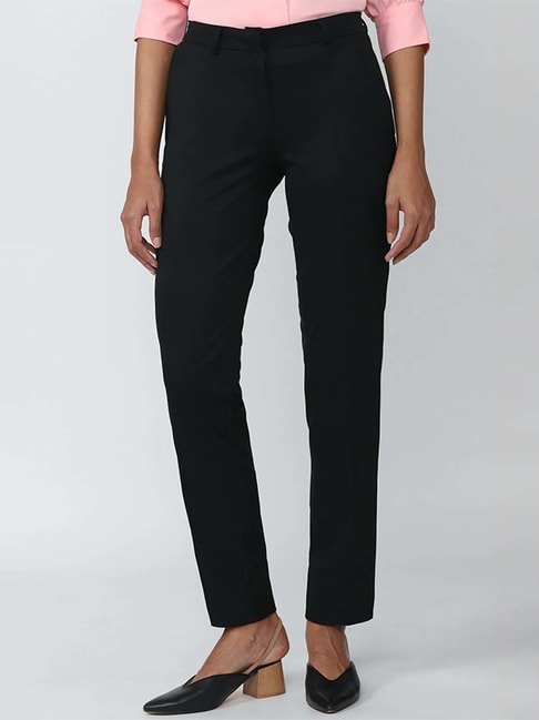 Buy Van Heusen men stretch fit solid chino pants black Online | Brands For  Less
