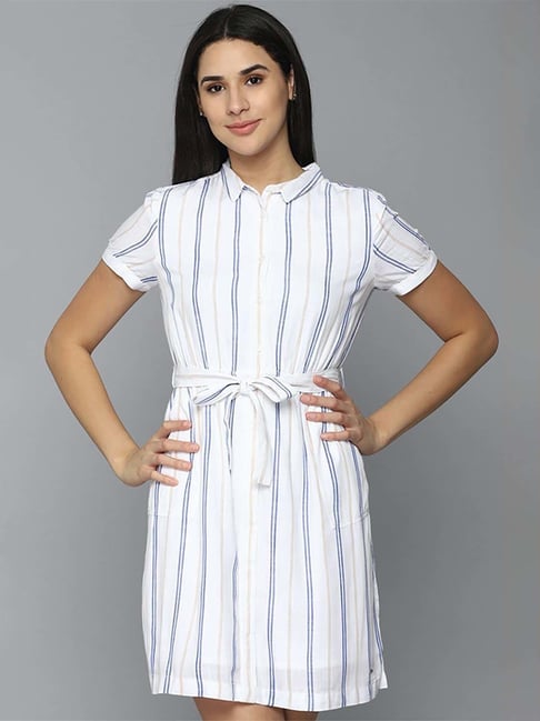 Allen Solly White Striped A-Line Dress Price in India