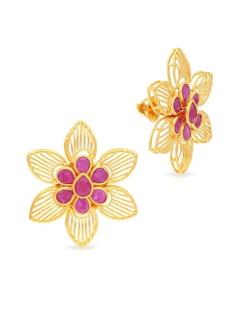 Buy Malabar Gold 18 KT Two Tone Gold Studs Earring for Women Online