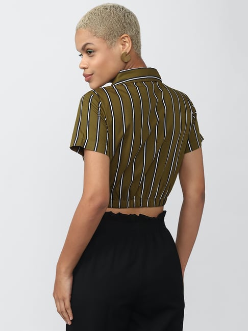 forever 21 green striped shirt