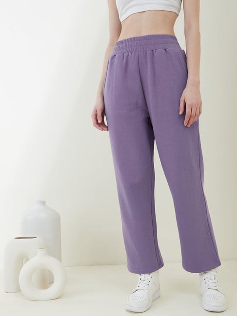Buy Femella Lavender Cotton Straight-Leg Fleece Track Pants for Women Online  @ Tata CLiQ