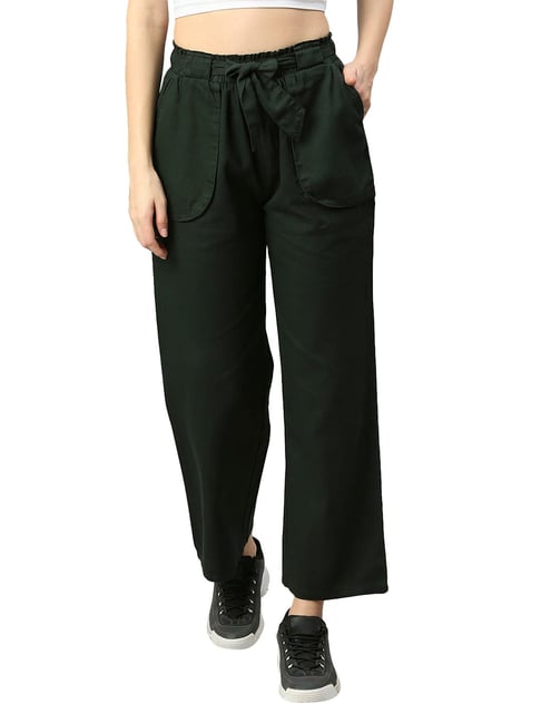 Women's formal trousers dark green 14779 - willsoor