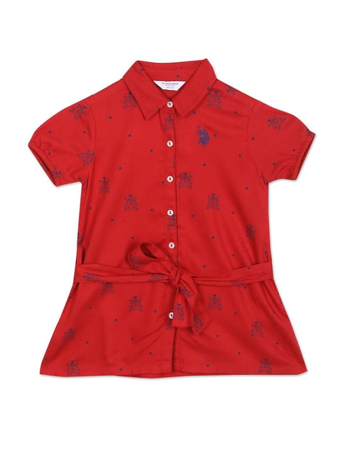 U S Polo Assn U.S. Polo Assn. Kids Red Printed Shirt Dress