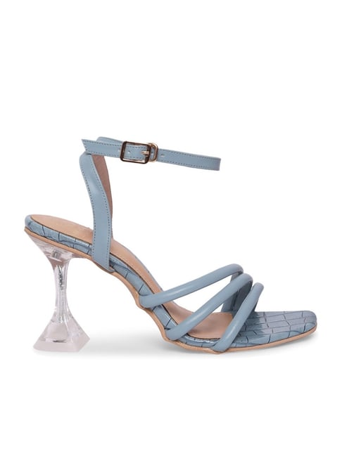 Satin Open Toe Ankle Strap Chunky Heel Sandals | Allegra K