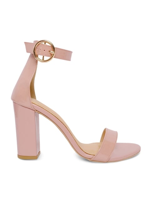 Light Pink Chain Link Heeled Sandals - CHARLES & KEITH IN