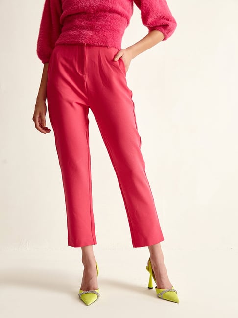 Buy MANGO Women Beige Straight Fit Solid Parallel Trousers  Trousers for  Women 8702541  Myntra