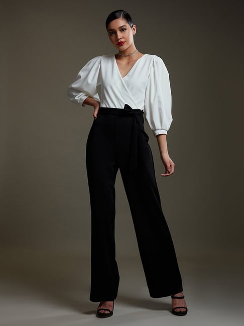 Summer straight tube loose street hipster elastic waistband trousers high  waist white strapless Jumpsuit - The Little Connection