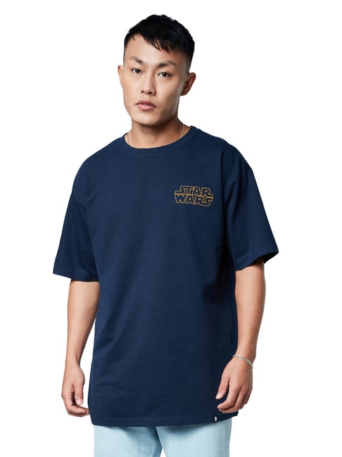 The Souled Store Navy Star Wars Print Oversized T-Shirt