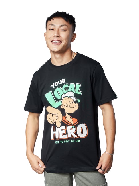 Souled Store Popeye T Shirts Online Shopping The Souled Store Blue  Popeye-Dont-Mess-With-Me, image size:486x649