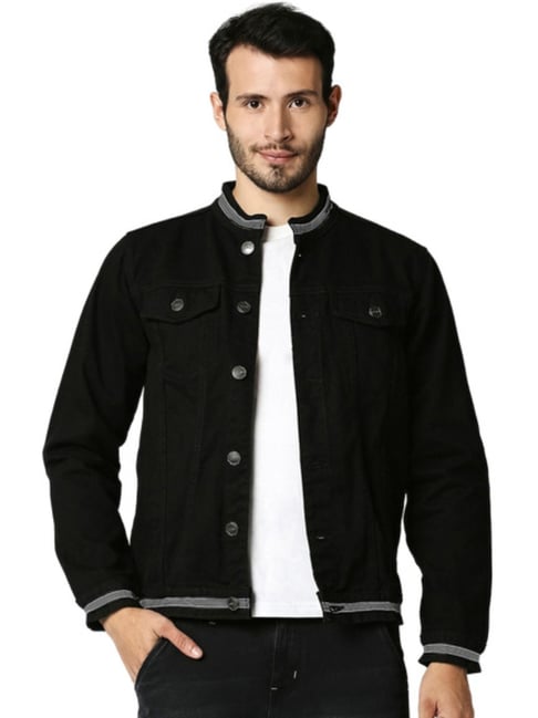 Buy cfzsyyw Mens Vintage Slimming Stand Collar Zip Up Denim Jean Jacket  Coat 1 XXS at Amazon.in