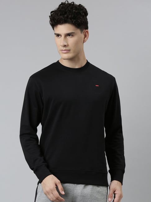 Buy Fila DUNLIN Black Regular Fit Round Neck Sweatshirt for Men s Online Tata CLiQ