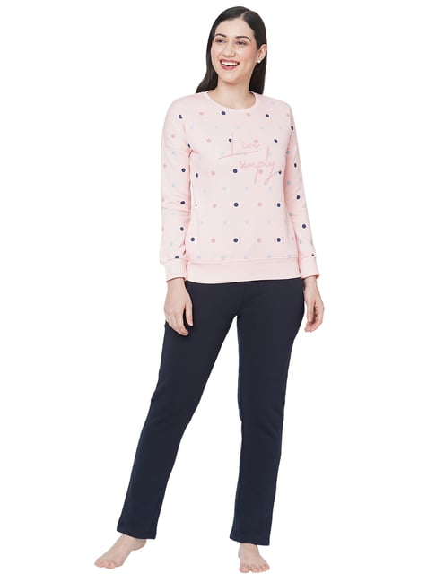 Sweet Dreams Pink & Navy Printed Sweatshirt With Lounge Pants-picture-47