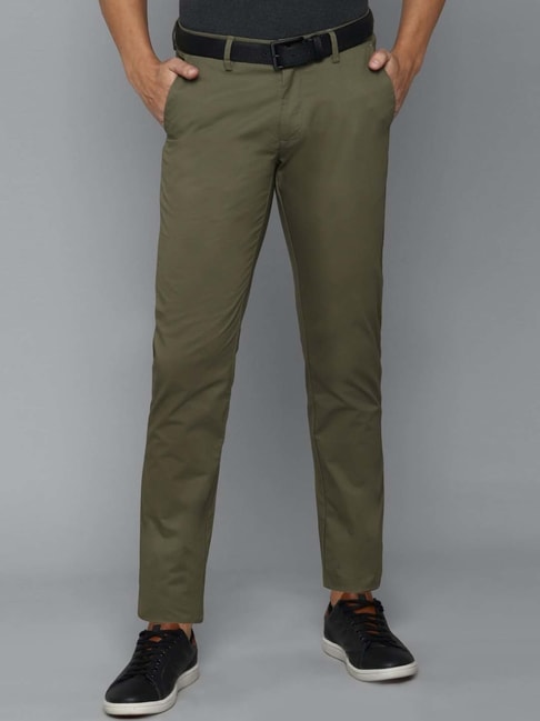 Buy United Colors Of Benetton Olive Green Slim Smart Casual Trousers -  Trousers for Men 1107935 | Myntra