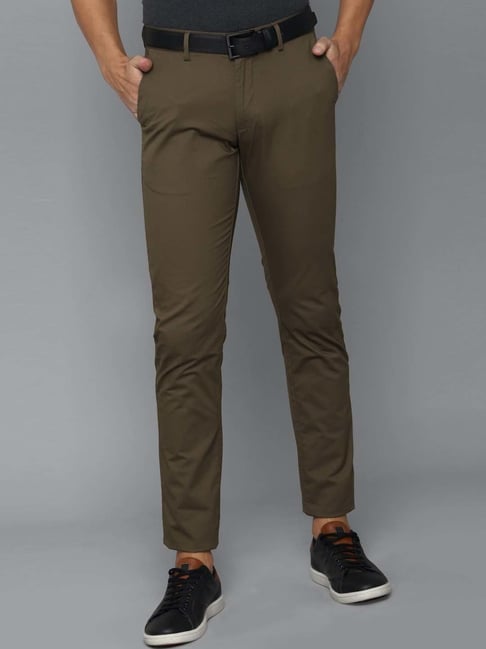 Buy Arrow Sports Men Light Olive Bronson Slim Fit Solid Casual Trousers   NNNOWcom