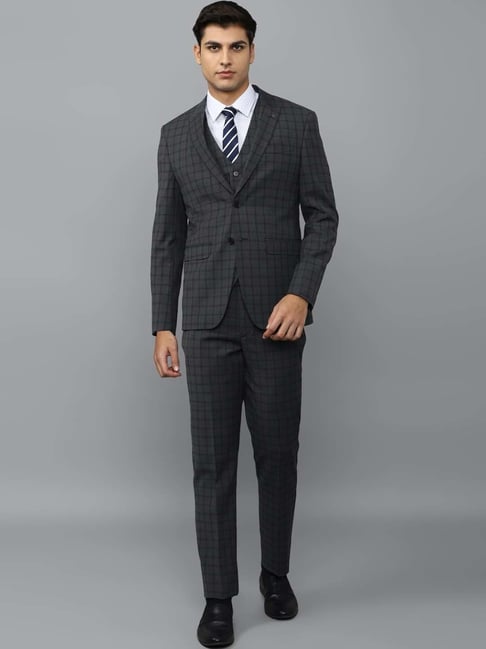 Buy Louis Philippe Grey Slim Fit Checks Three Piece Suit for Mens Online @  Tata CLiQ