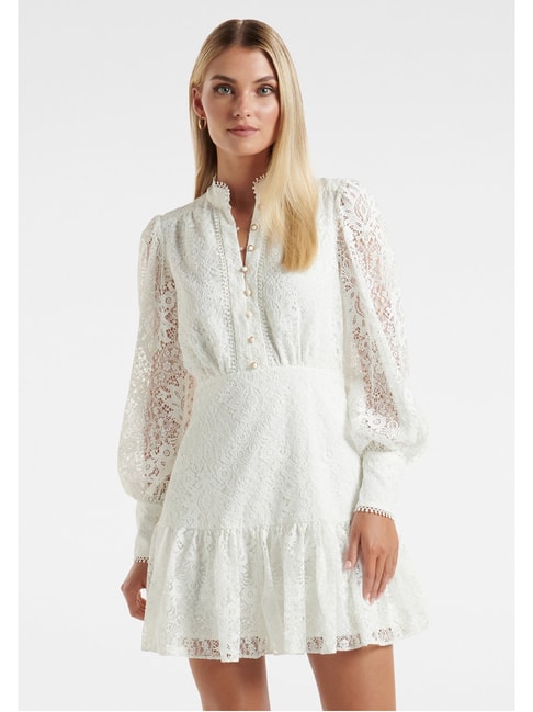 Forever New White Lace A Line Dress Price in India