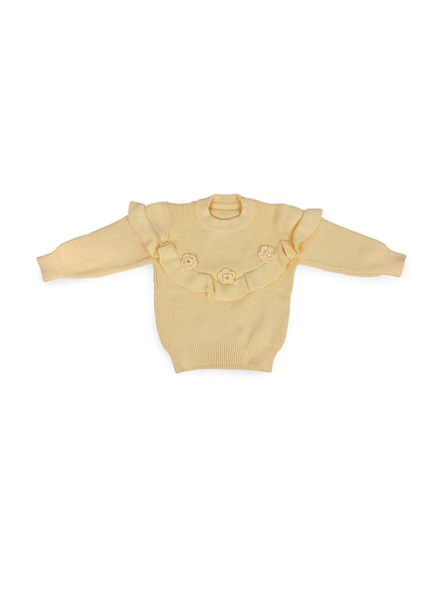 Buy Baby Moo Kids Yellow Applique Sweater for Girls Clothing