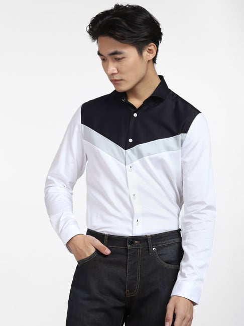 NHOJ JOHN Cream White Collar Shirt タグ付き Jack & Jones White